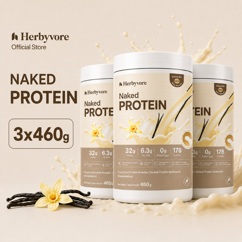 Herbyvore Naked Protein – Unsweetened Vanilla 3 Tubs