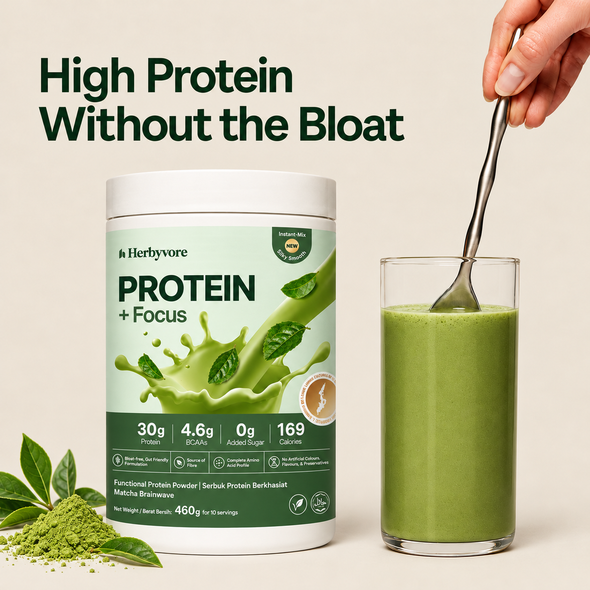 Herbyvore Protein + Focus — Matcha Brainwave 460g (PRE-ORDER)